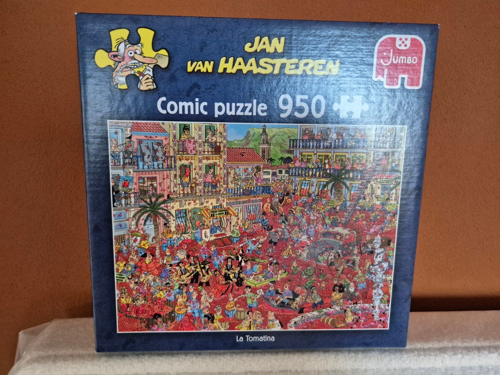 Jan van Haasteren puzzel, La Tomatina, 950 stukjes, Hobby en Vrije tijd, Ophalen, 500 t/m 1500 stukjes, Gebruikt