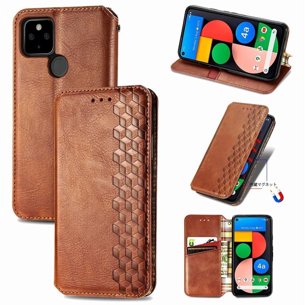 Google Pixel 4a 5G Luxe PU Lederen Wallet Case Set _ Bruin, Verzenden, Nieuw, Hoesje of Tasje