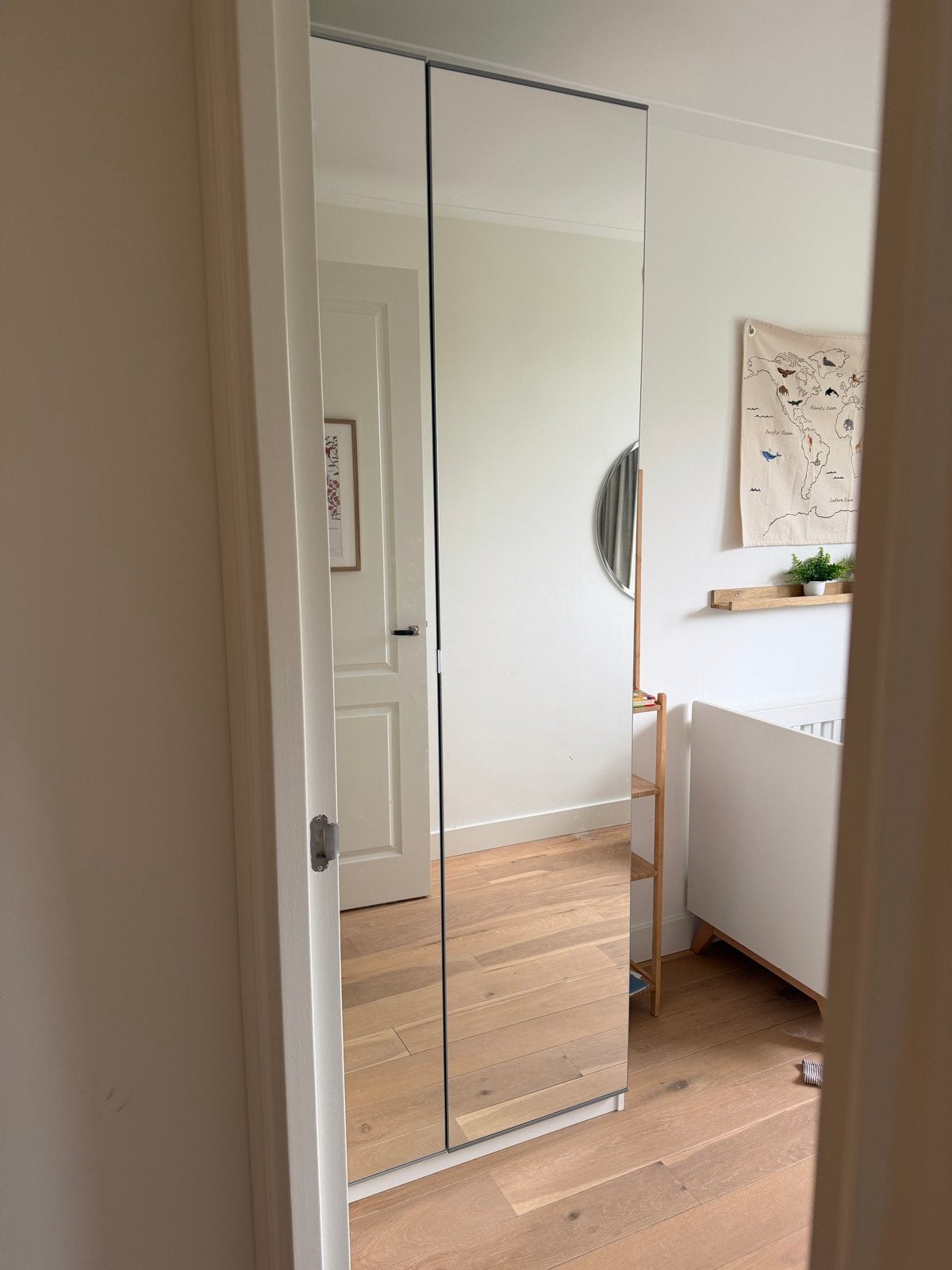 Witte PAX kledingkast met spiegeldeuren, Ophalen, Gebruikt, 200 cm of meer, 50 tot 100 cm