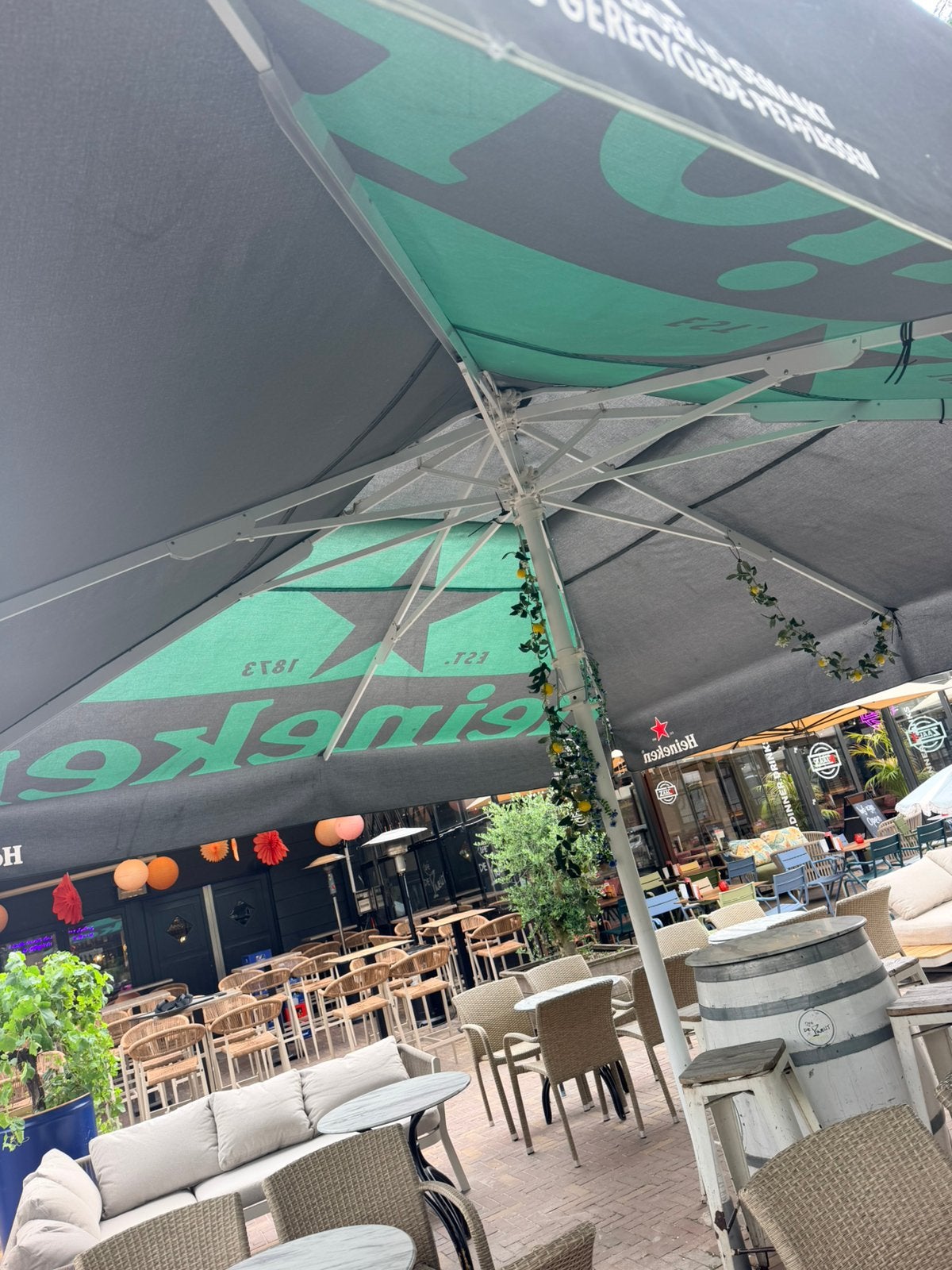 2 x Heineken parasol 5x5, Ophalen of Verzenden, Zo goed als nieuw
