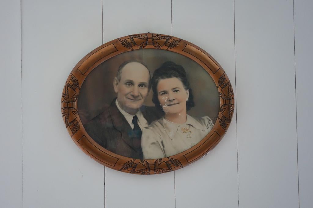 Prachtige antieke jaren 30 Franse ovale houten fotolijst, Antiek en Kunst, Ophalen of Verzenden