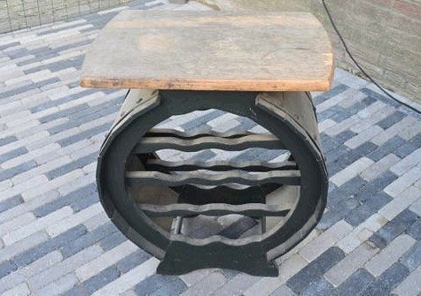 Wijnrek / bijzettafel van houten vat (drankton), Ophalen, 50 – 75, Gebruikt, 5 tot 15 flessen