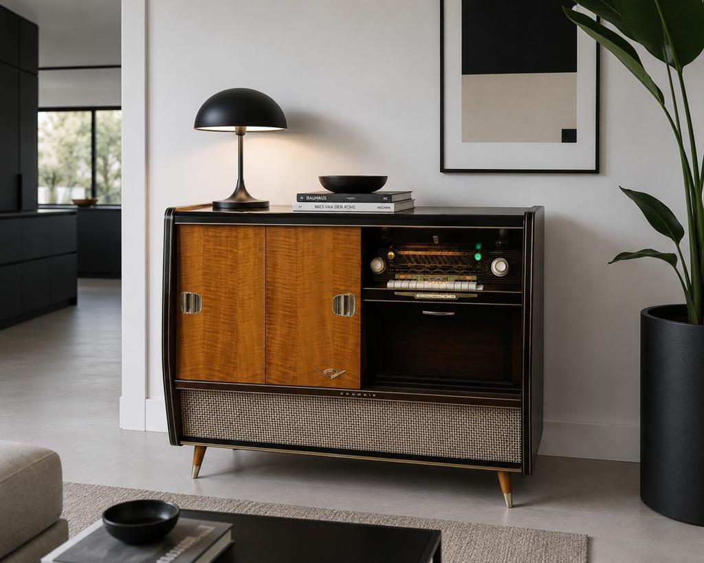 Prachtig gerestaureerd radiomeubel Grundig SO171 uit 1958/59, Antiek en Kunst, Antiek | Tv's en Audio, Ophalen