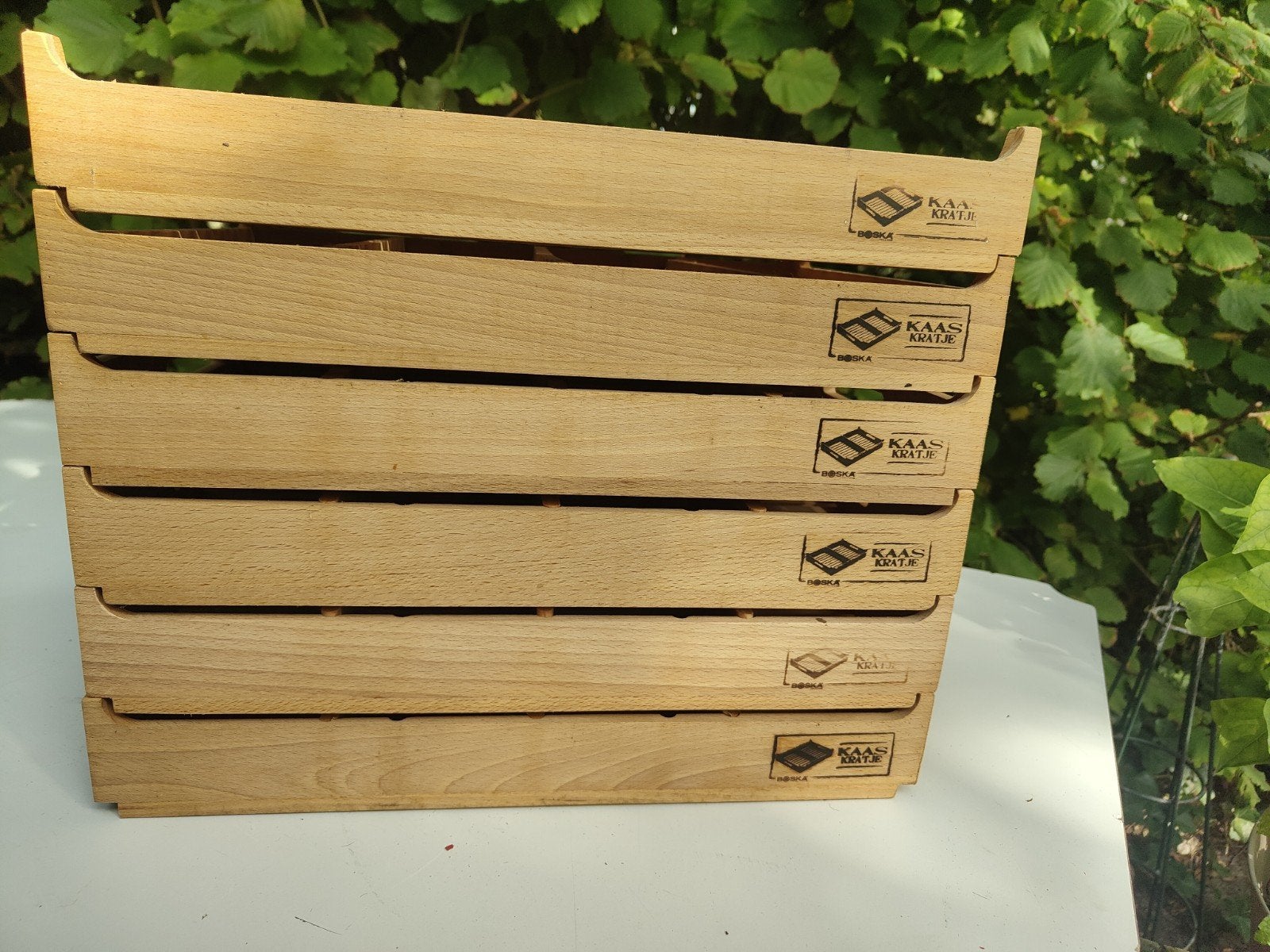 9 Houten stapelbare Boska Kaas kratjes 6 nieuw 3 gebruikt, Ophalen of Verzenden, Minder dan 40 cm, Krat, Nieuw