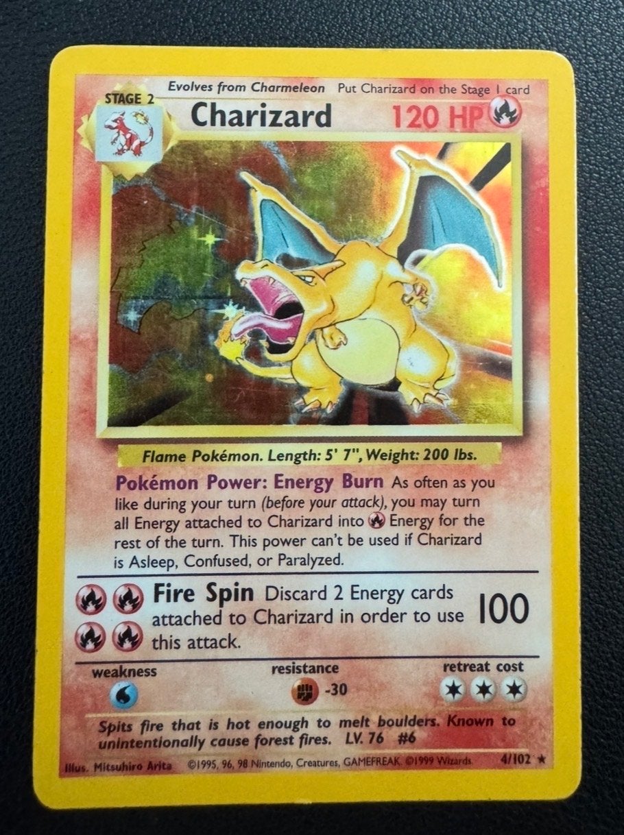 Charizard Base Set, Ophalen, Gebruikt, Losse kaart, Foil
