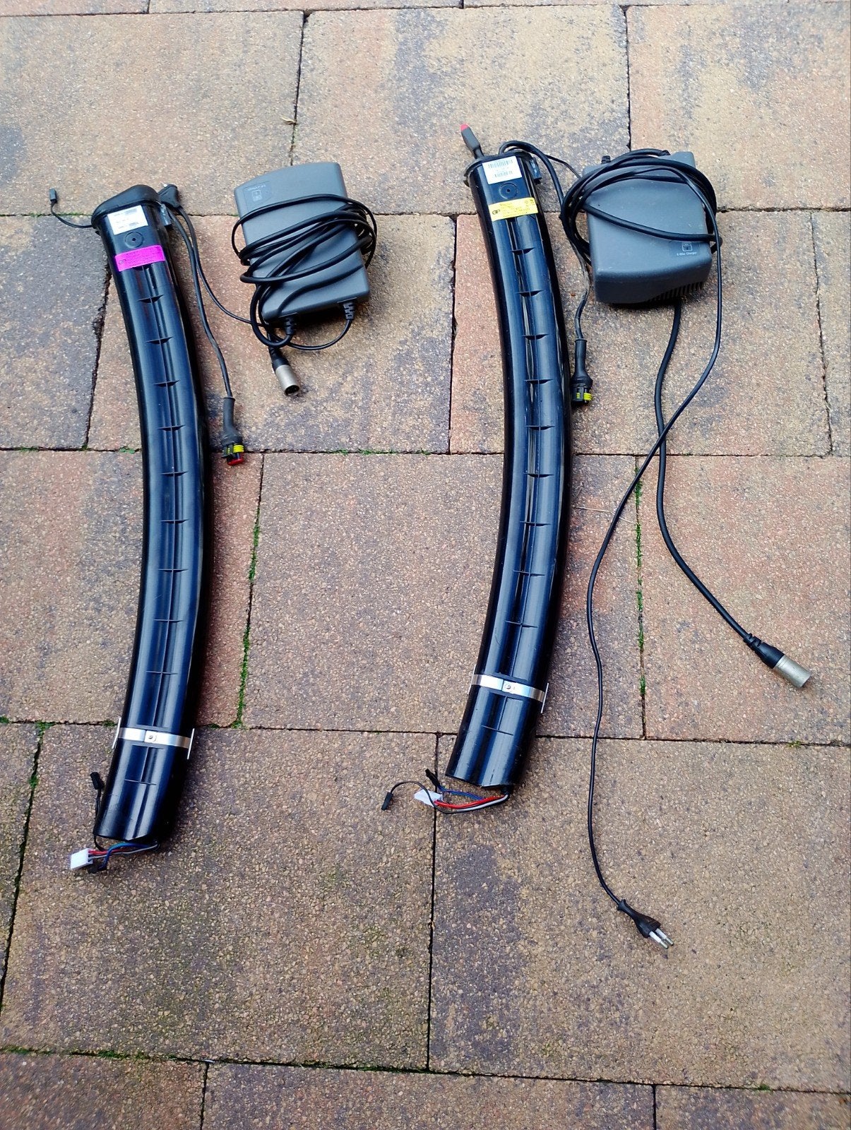 4 e-bike accu's (defect) met 4 werkende laders, Ophalen, Gebruikt