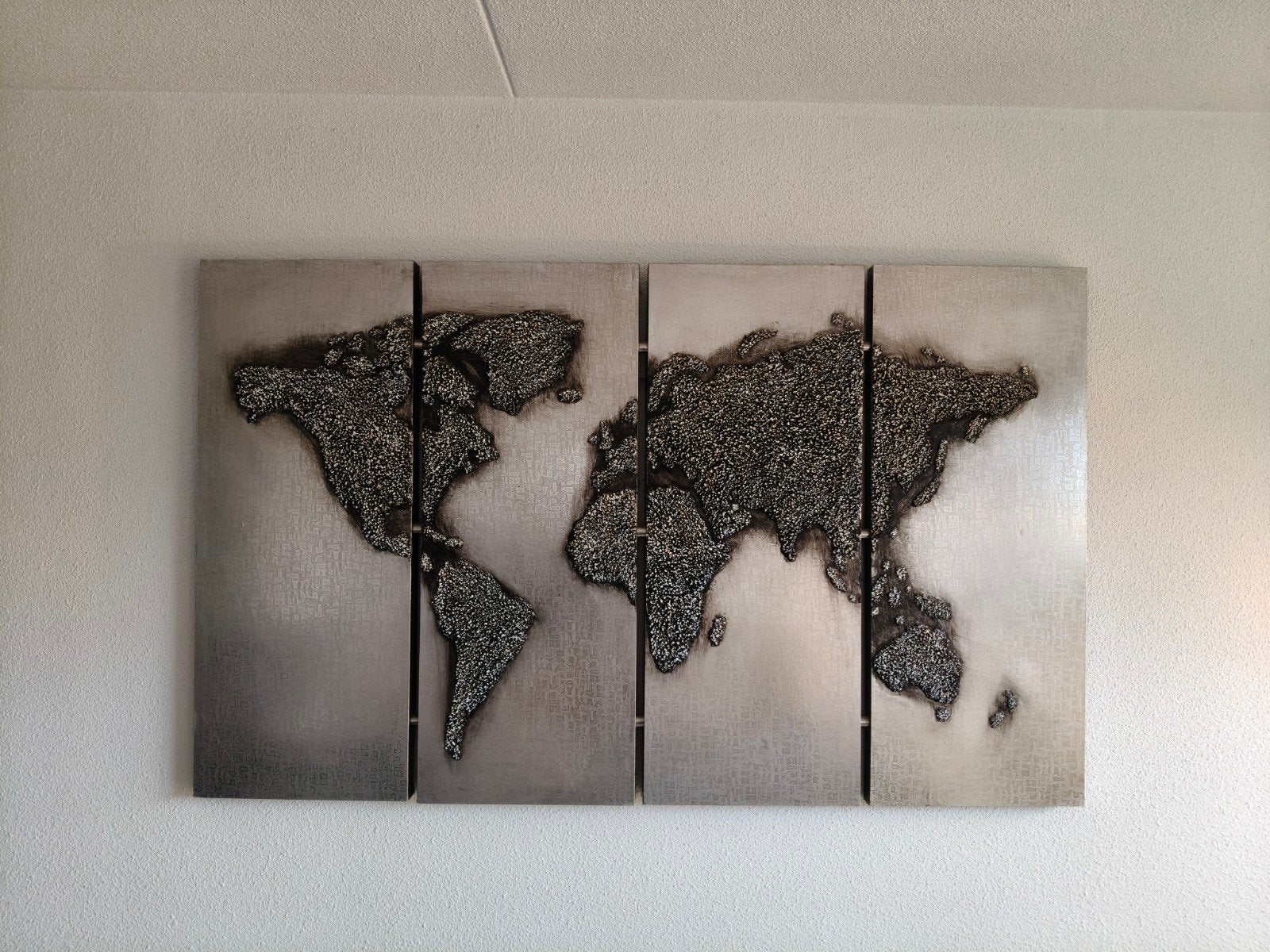 Wanddecoratie Wereldkaart Metaal - Modern Design, Ophalen, Metaal, Gebruikt, Wandbord of Wandpaneel