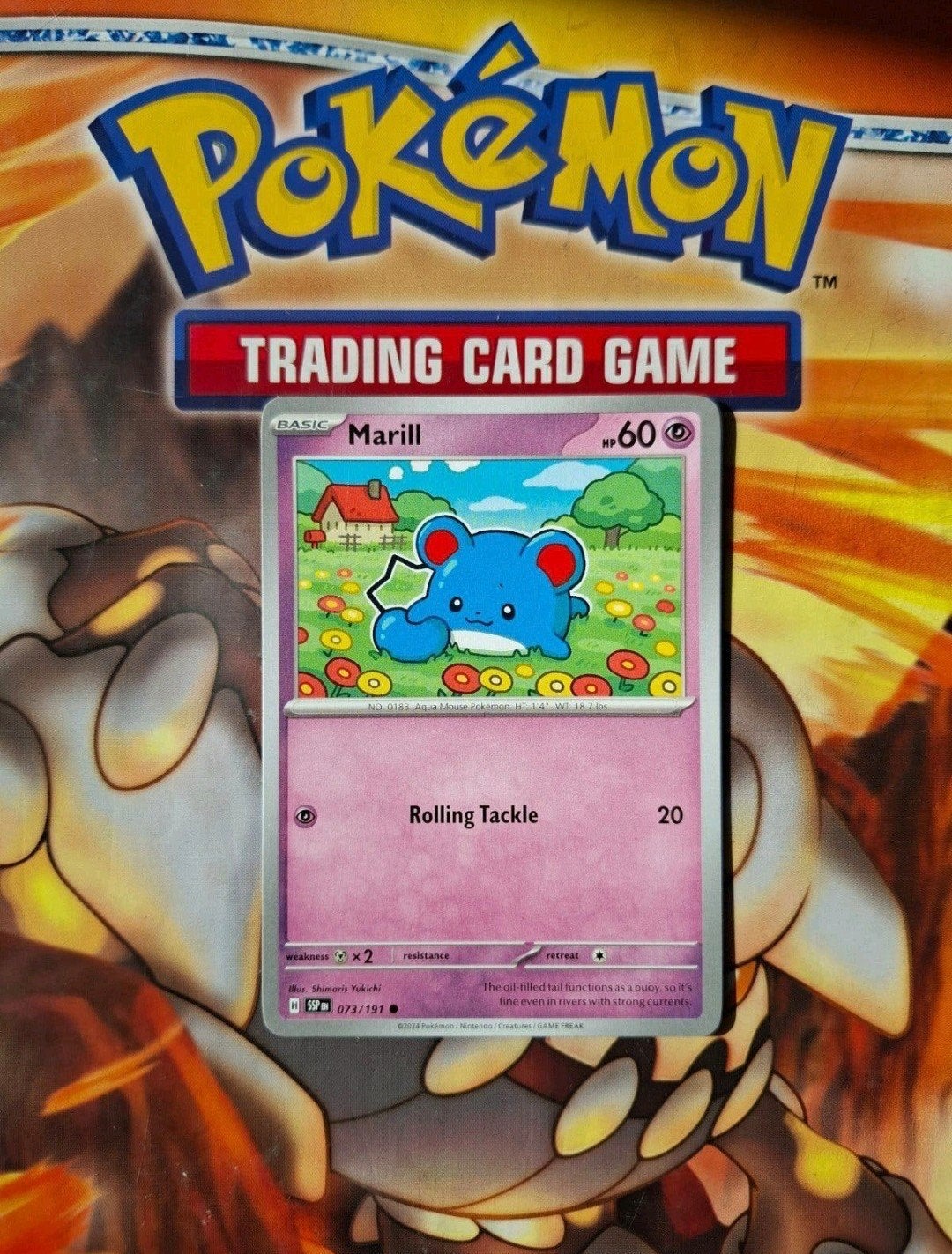 Marill 073/191 Surging Sparks pokemon kaart nm-mint, Ophalen of Verzenden, Zo goed als nieuw, Losse kaart