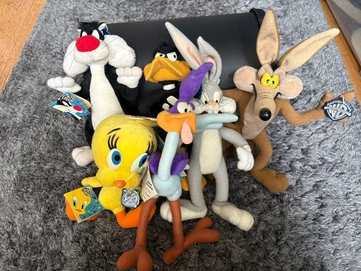 Warner Bros. Looney Tunes vintage knuffelset 1994, Overige merken, Overige karakters, Overige typen, Ophalen of Verzenden