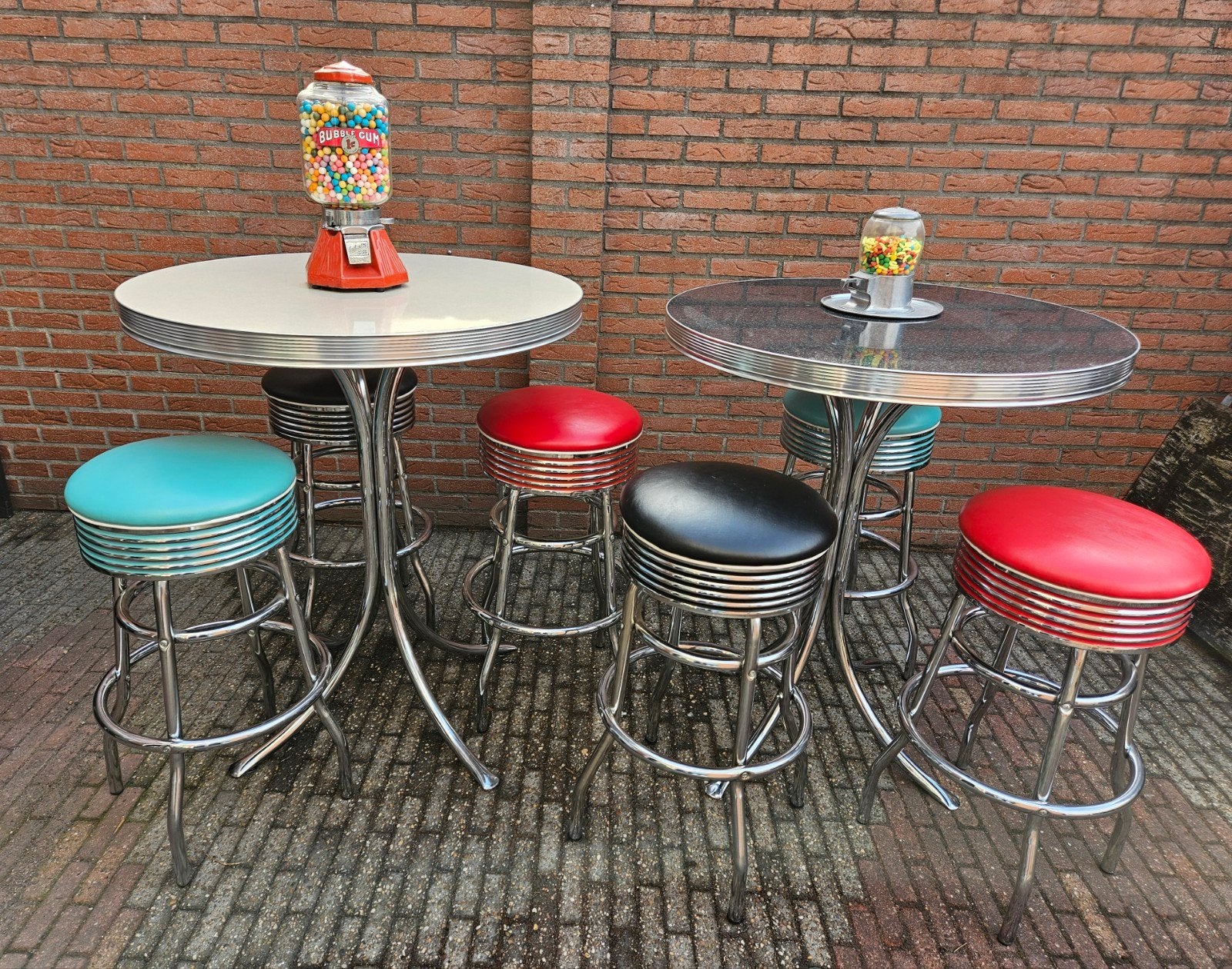 FIFTIES SIXTIES AMERIKAANSE BEL AIR BARKRUKKEN MET BARTAFEL, Huis en Inrichting, Ophalen, 5 krukken of meer, 60 tot 90 cm, Met voetsteun