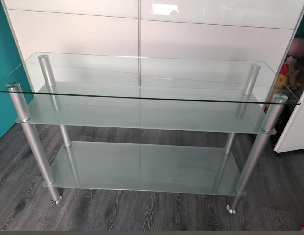 Glazen dressoir sidetable kastje bijzettafel, Ophalen, Gebruikt, 50 tot 75 cm, Glas