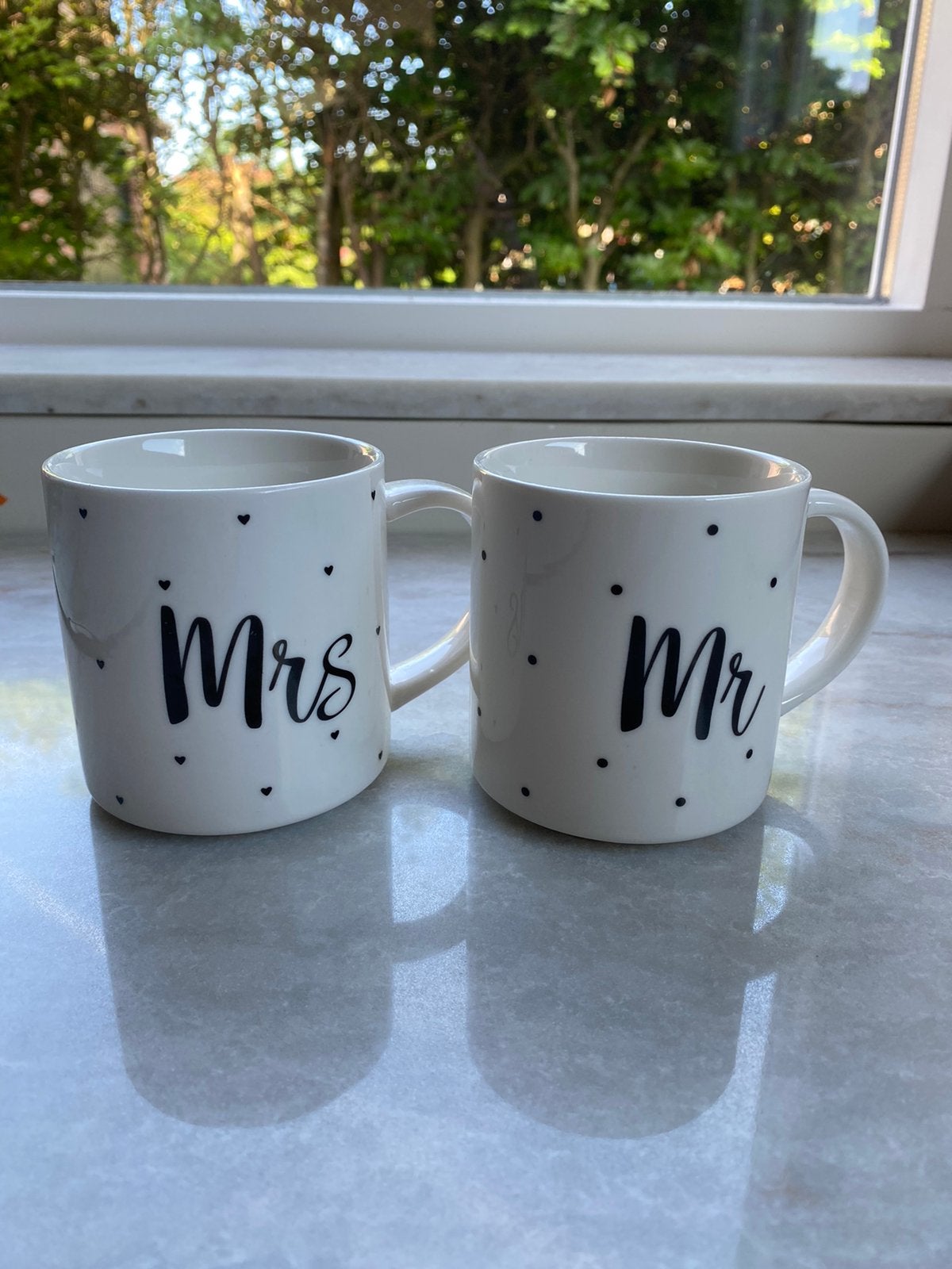 Koffiekoppen Mr. en Mrs., Ophalen, Zo goed als nieuw, Overige stijlen, Kop(pen) en/of Schotel(s)