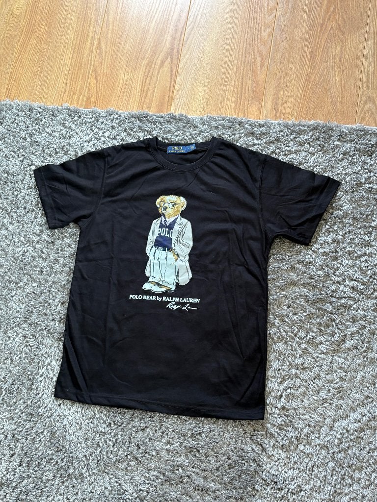 Ralph Lauren T-Shirt Zwart met Beer Frontprint in Maat L, Maat 52/54 (L), Zwart, Ophalen of Verzenden, Zo goed als nieuw