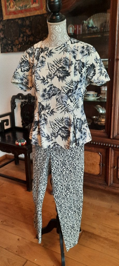 Zomerbroek en top combi set katoen blauw-wit maat 38-40, Kleding | Dames, Maat 38/40 (M), Atmosphere, Kostuum of Pak, Blauw