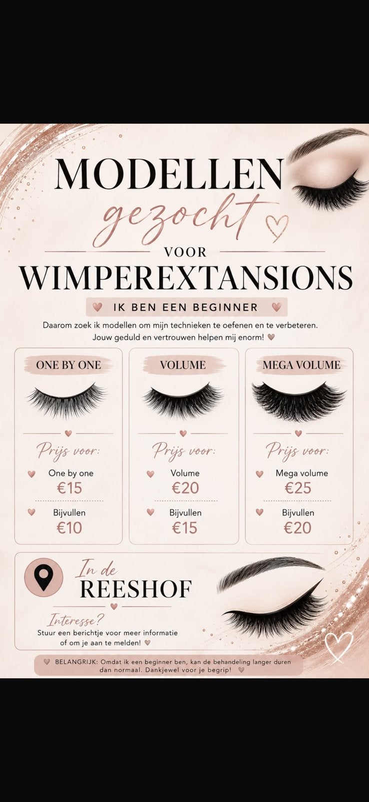 Wimperextantions Modellen gezocht Reeshof, Overige