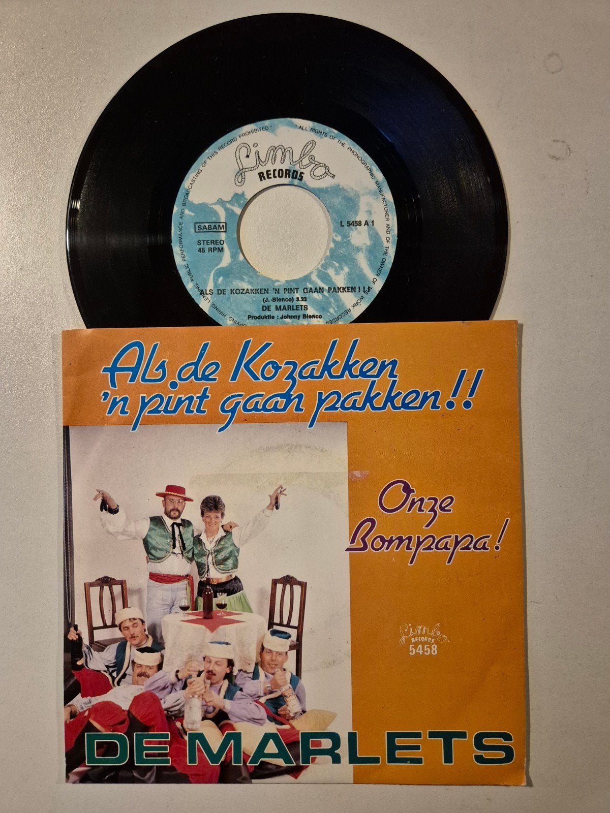 De Marlets-Als de kozakken 'n pint gaan pakken, Ophalen of Verzenden, Zo goed als nieuw, 7 inch, Levenslied of Smartlap