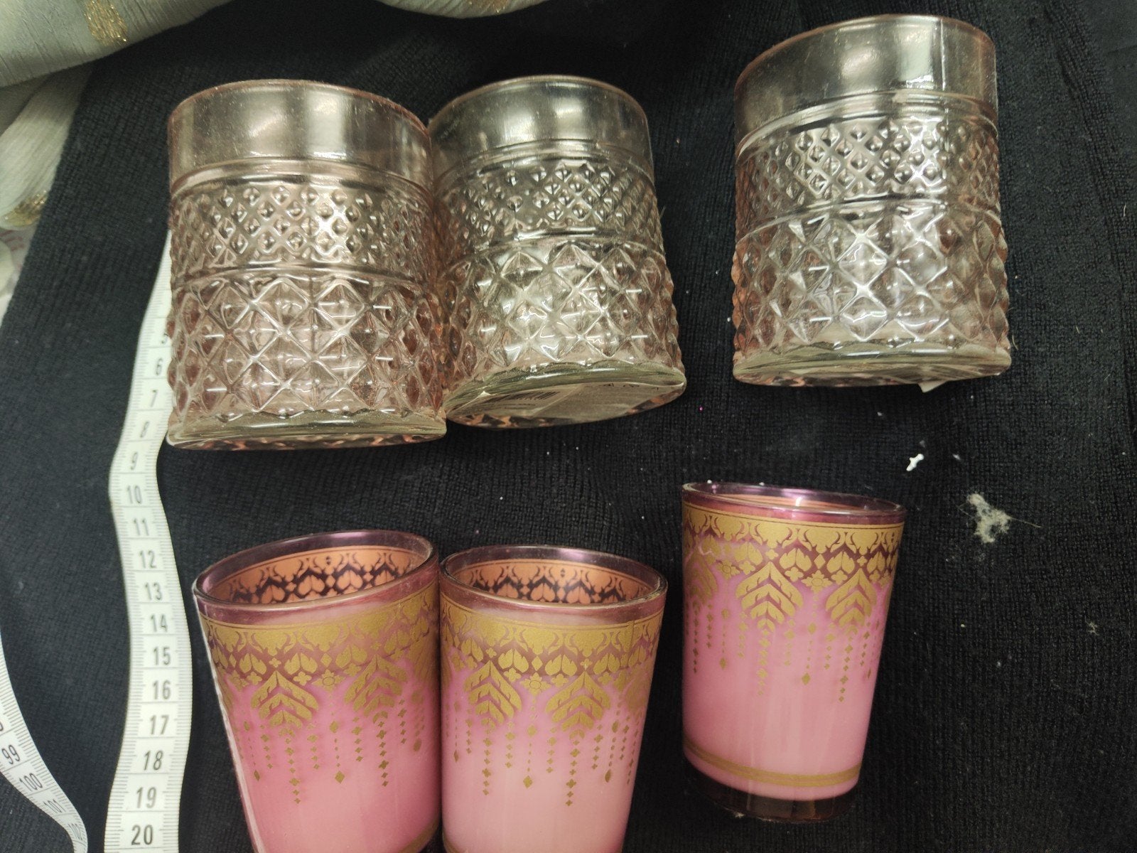 Set van 3 kaarsenhouders en 3 kaarsen (roze/goud), Ophalen of Verzenden, Nieuw, Overige materialen, Minder dan 25 cm