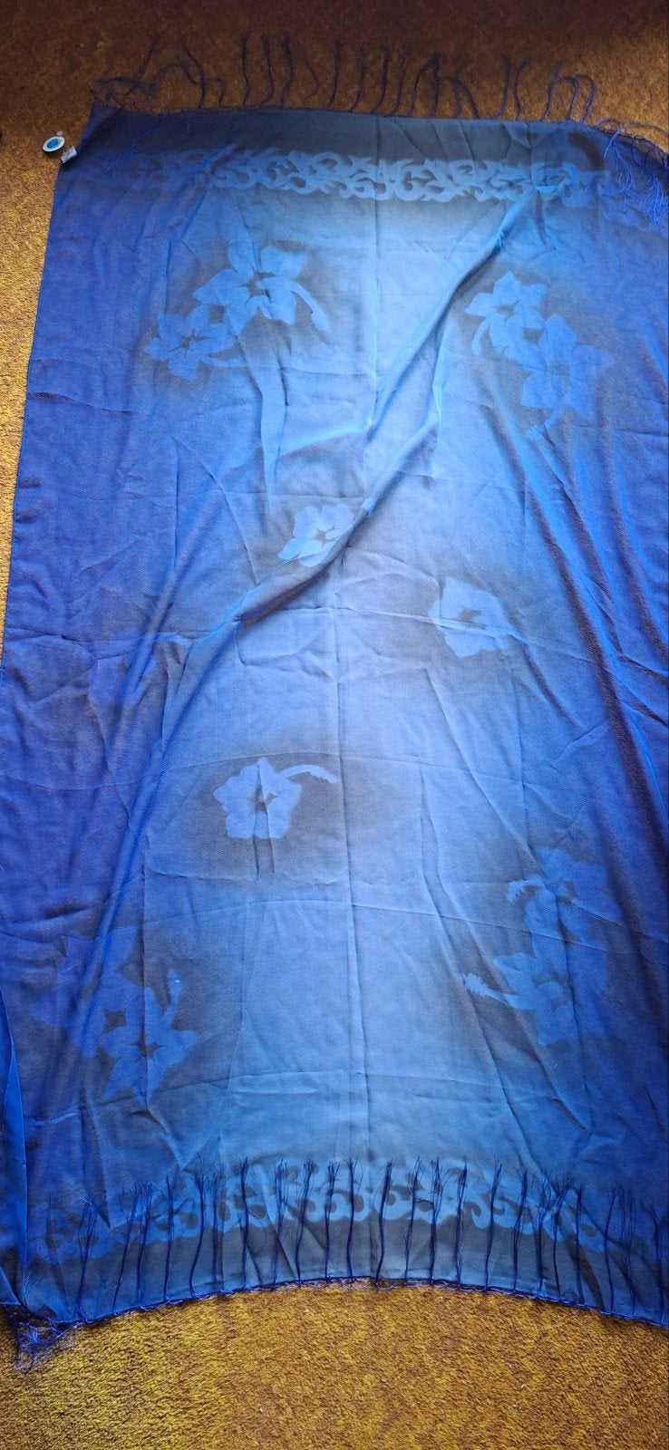 Grote blauwe stola van Gofive met bloemenprint, Kleding | Dames, Mutsen, Sjaals en Handschoenen, Maat 46/48 (XL) of groter, Nieuw