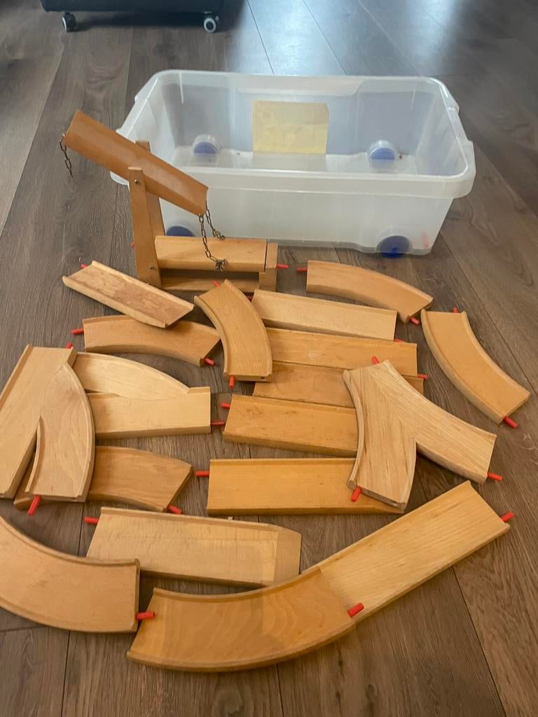 Houten racebaan, Kinderen en Baby's, Speelgoed | Houten speelgoed, Ophalen, Zo goed als nieuw