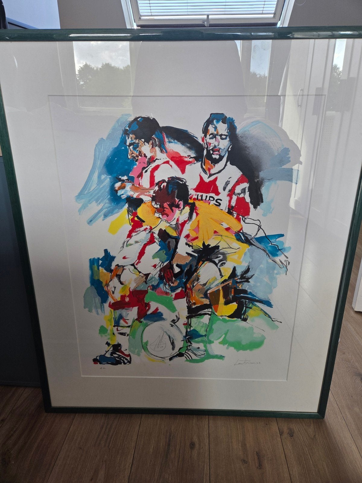 Zeefdruk Lou Thissen: Van Nistelrooy & Nilis Gesigneerd, Gesigneerd, Ophalen of Verzenden, Sport, Zeefdruk