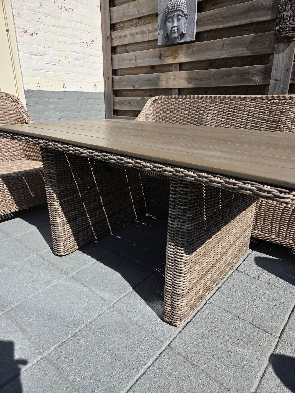 Wicker tuintafel, 4 zitplaatsen, Gebruikt, Ophalen of Verzenden, Wicker