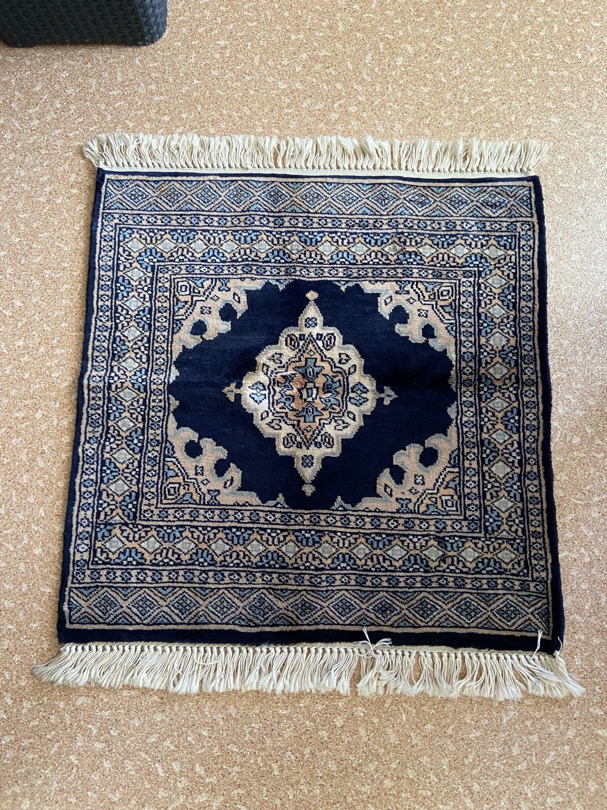 Perzisch tapijt 80x80 cm - Blauw/Beige, Gebruikt, Blauw, Vierkant, 50 tot 100 cm