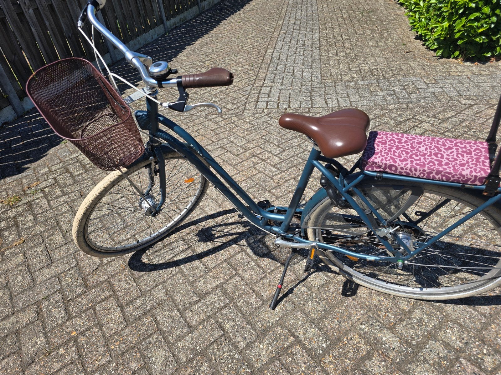 Elops Stadsfiets met mandje en kinderzitje, Overige merken, Ophalen of Verzenden, 50 tot 53 cm, Trommelrem