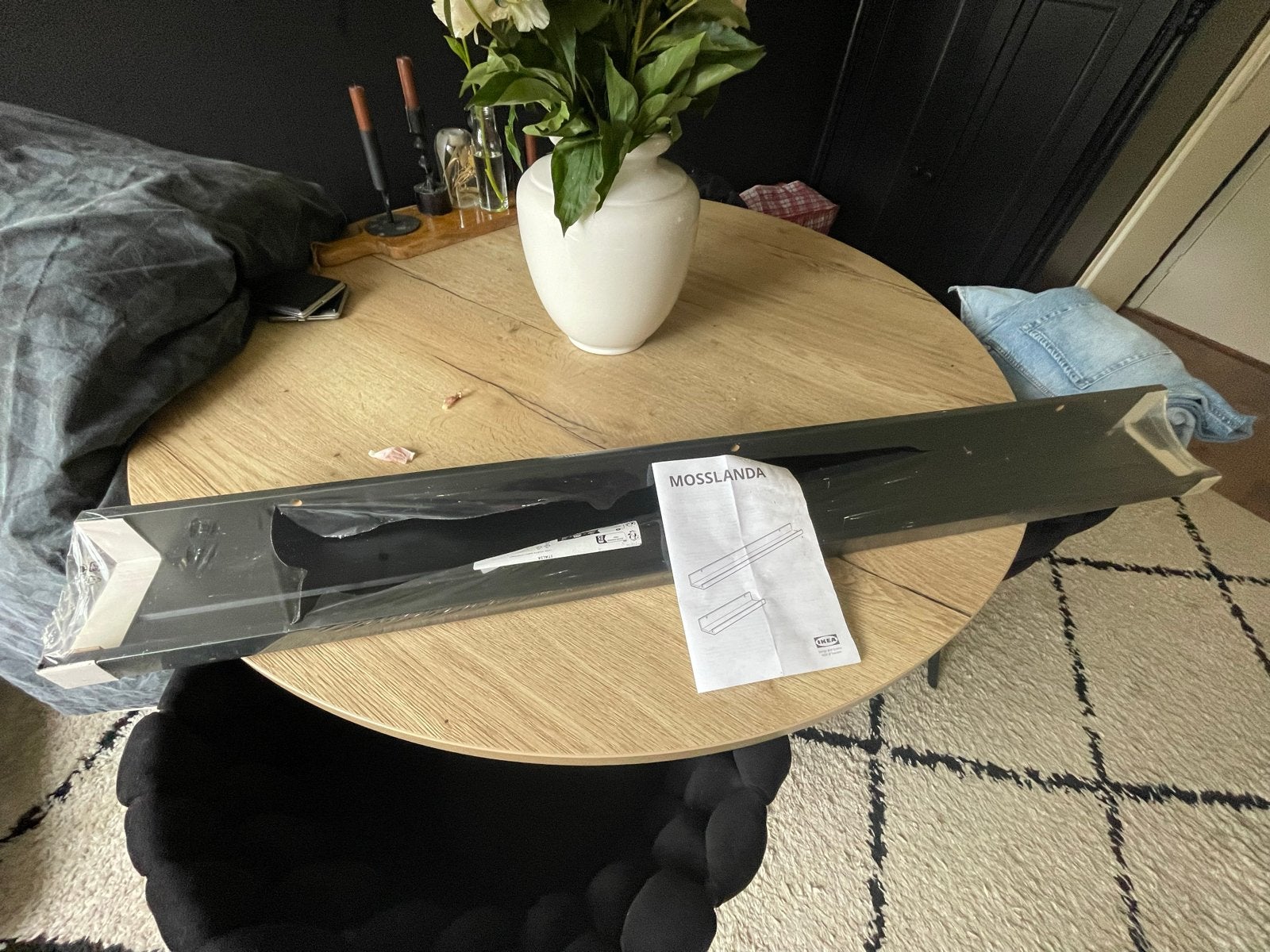 Nieuwe IKEA Mosslanda fotoplank 115 cm zwart, Ophalen, Nieuw