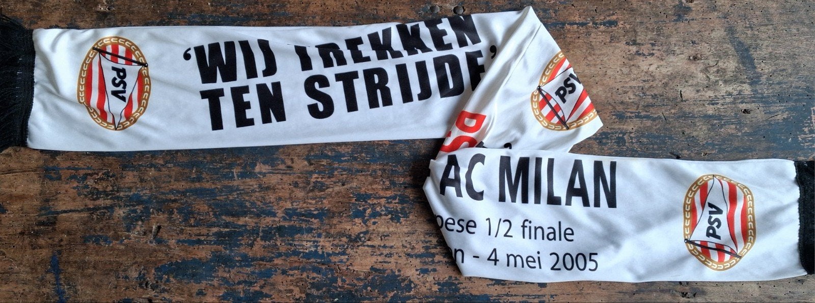 PSV Sjaal.  PSV - AC MILAN. Europese 1/2 finale.  2005., Ophalen, Zo goed als nieuw, PSV, Vaantje of Sjaal