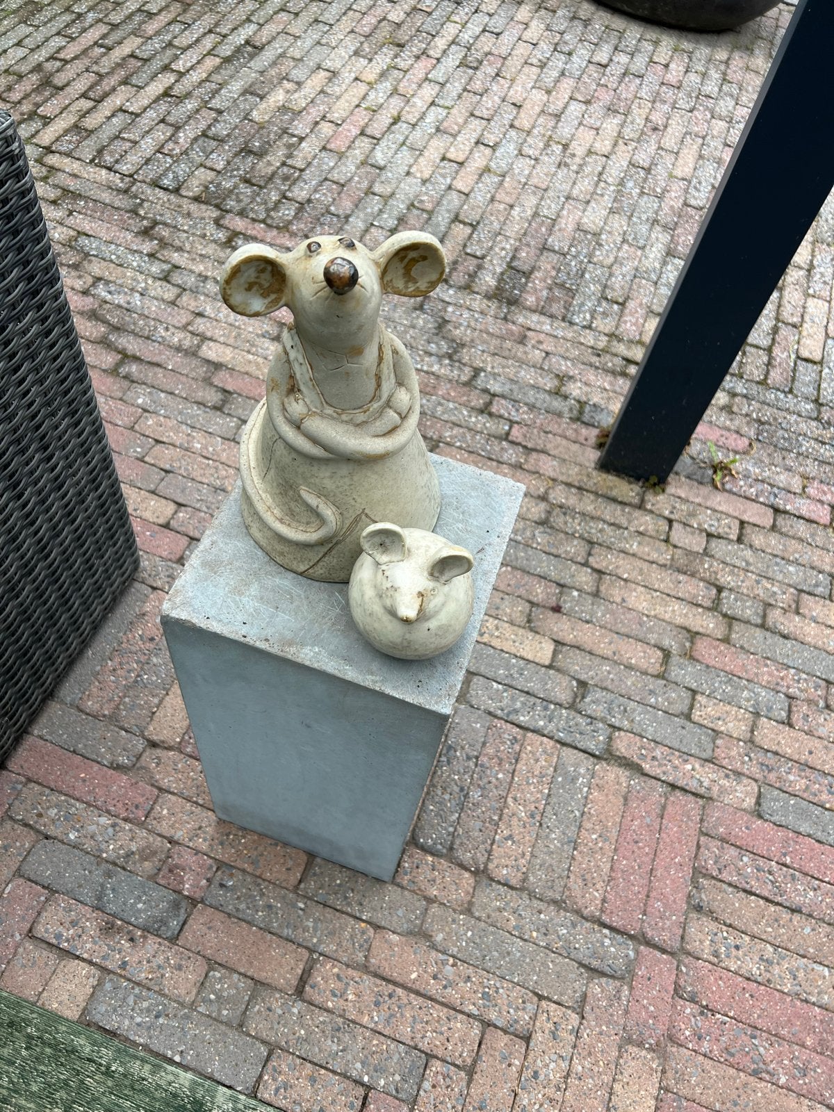 Keramiek Moeder Muis met Jong - Binnen & Buiten Decoratie, Ophalen of Verzenden