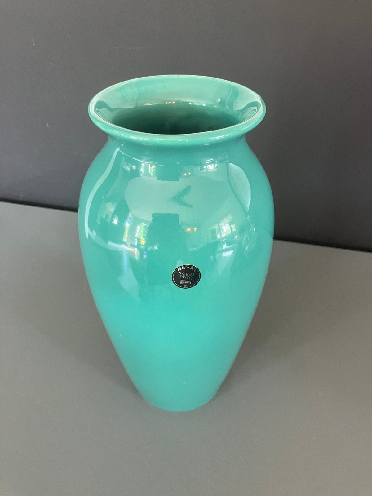 Vintage Royal Porseleinen Vaas - Muntgroen 26 cm, Antiek en Kunst, Ophalen of Verzenden