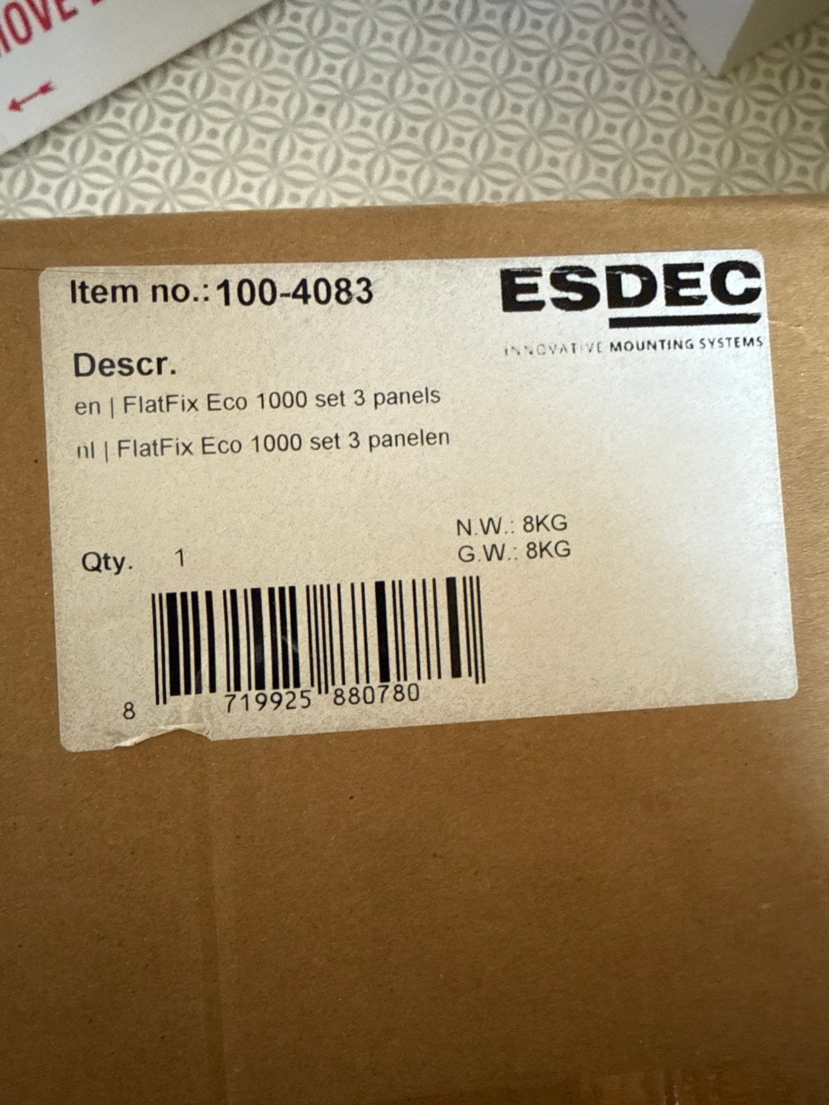 ESDEC FlatFix Eco 1000 montageset voor 1 zonnepaneel (nieuw), Ophalen, Nieuw