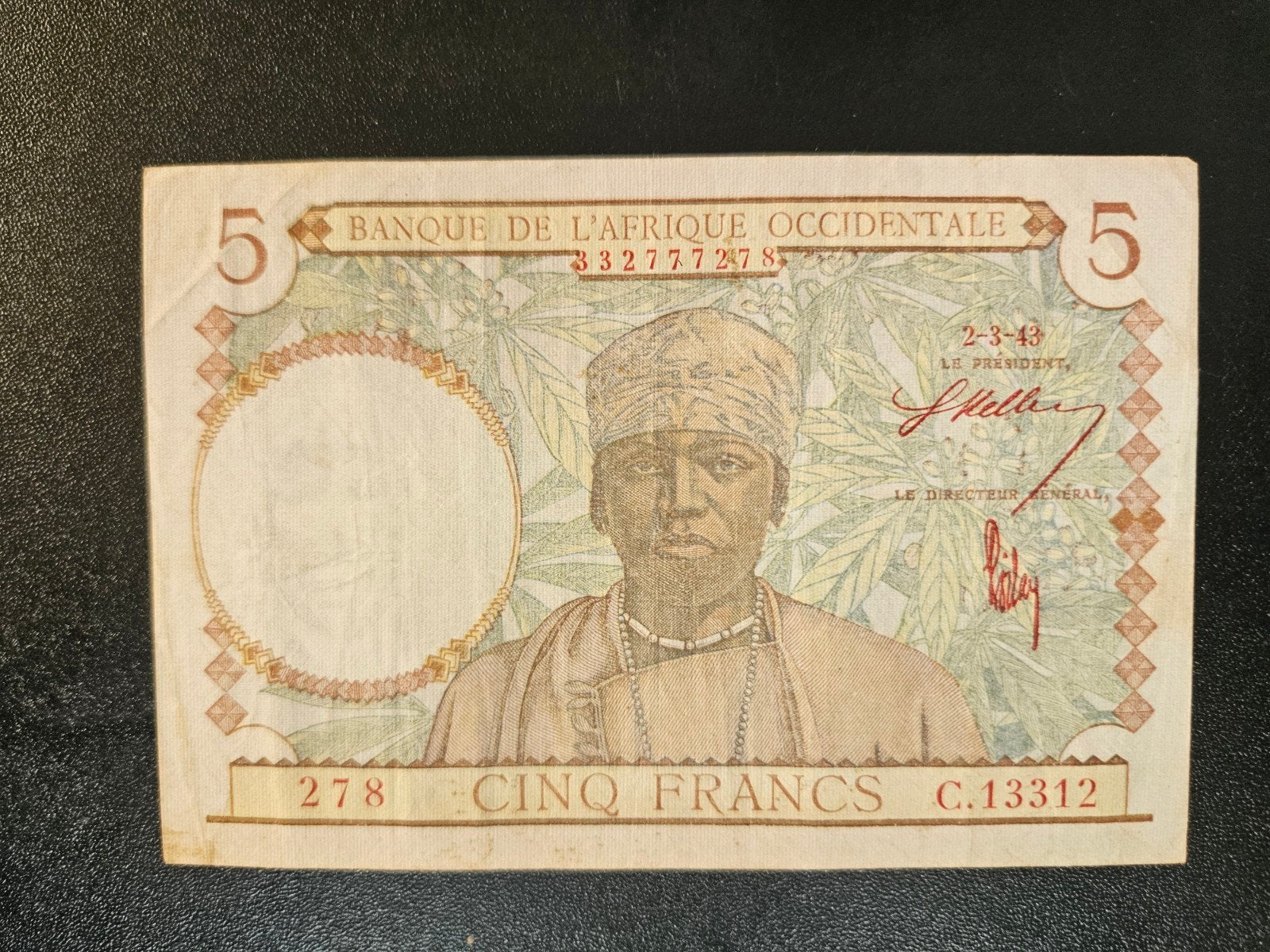 Frans West Afrika pick 26 1943, Postzegels en Munten, Bankbiljetten | Afrika, Ophalen of Verzenden, Overige landen, Los biljet