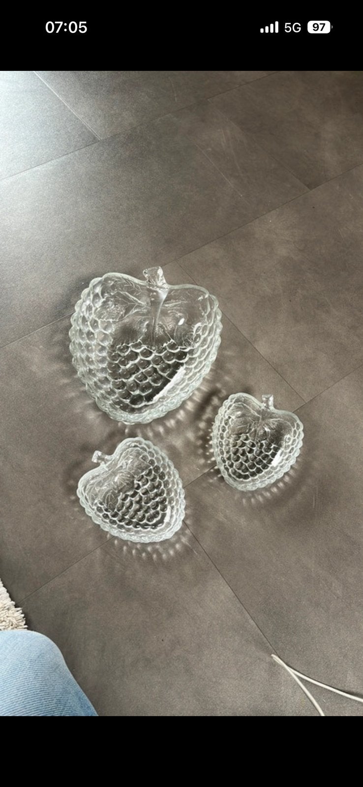 Vintage glazen aardbeien set, ., Ophalen of Verzenden, Zo goed als nieuw, .