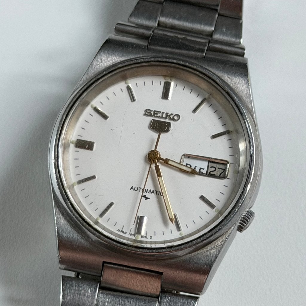 Seiko 5 Automaat Day Date - Jaren '80 - 35mm, Seiko, Staal, Met bandje, Polshorloge