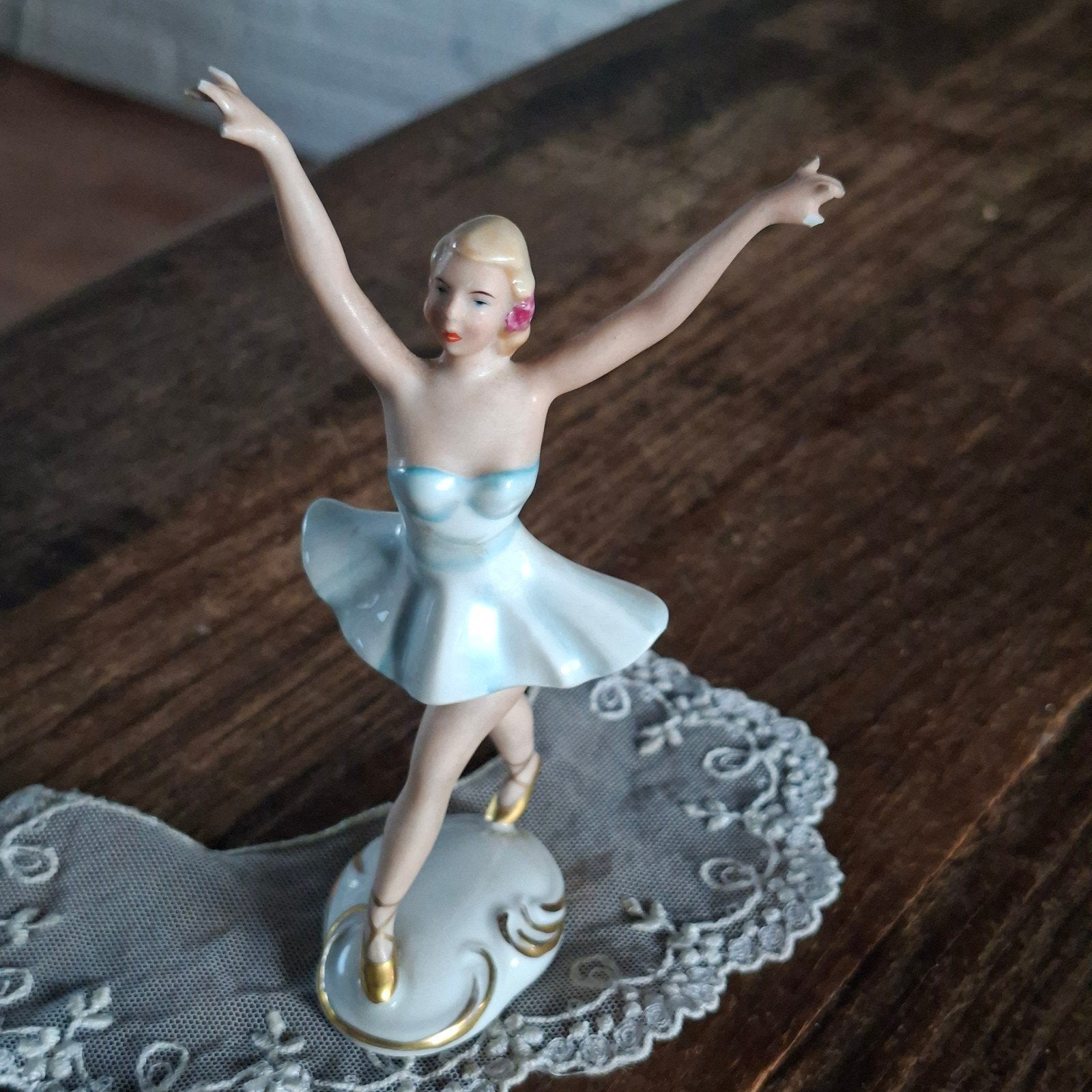 Porseleinen Beeld Balletdanseres 13x5 cm groot, Antiek en Kunst, Ophalen of Verzenden