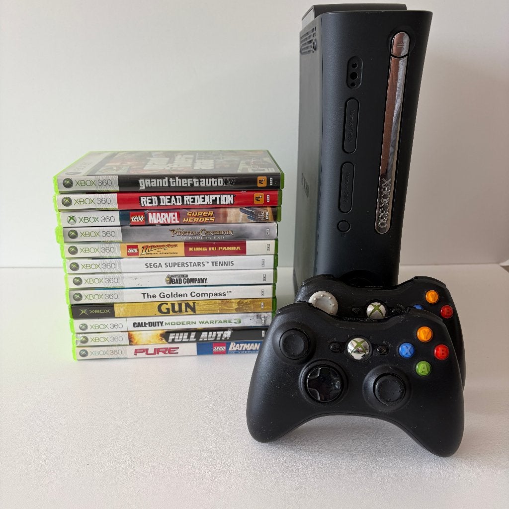 Xbox 360 Slim defect + 2 controllers + 14 games, Avontuur en Actie, Gebruikt, Ophalen of Verzenden, 3 spelers of meer