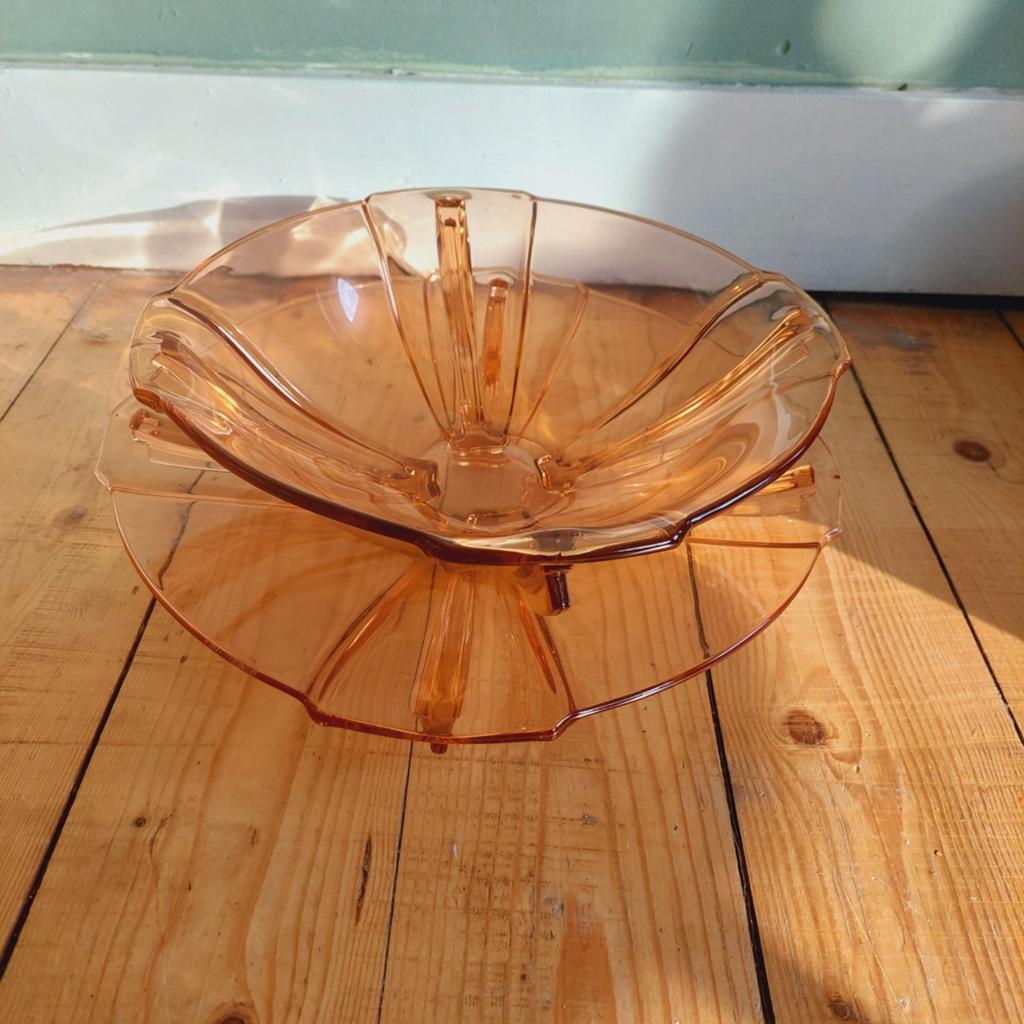 Lucky Vintage art deco Hermanova Hut Rosaline glas set, Ophalen