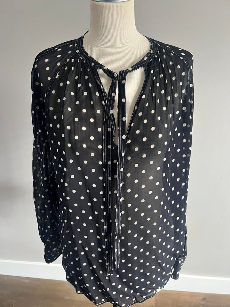 Ralph Lauren Polkadot blouse L, Ophalen of Verzenden, Zo goed als nieuw, Blauw
