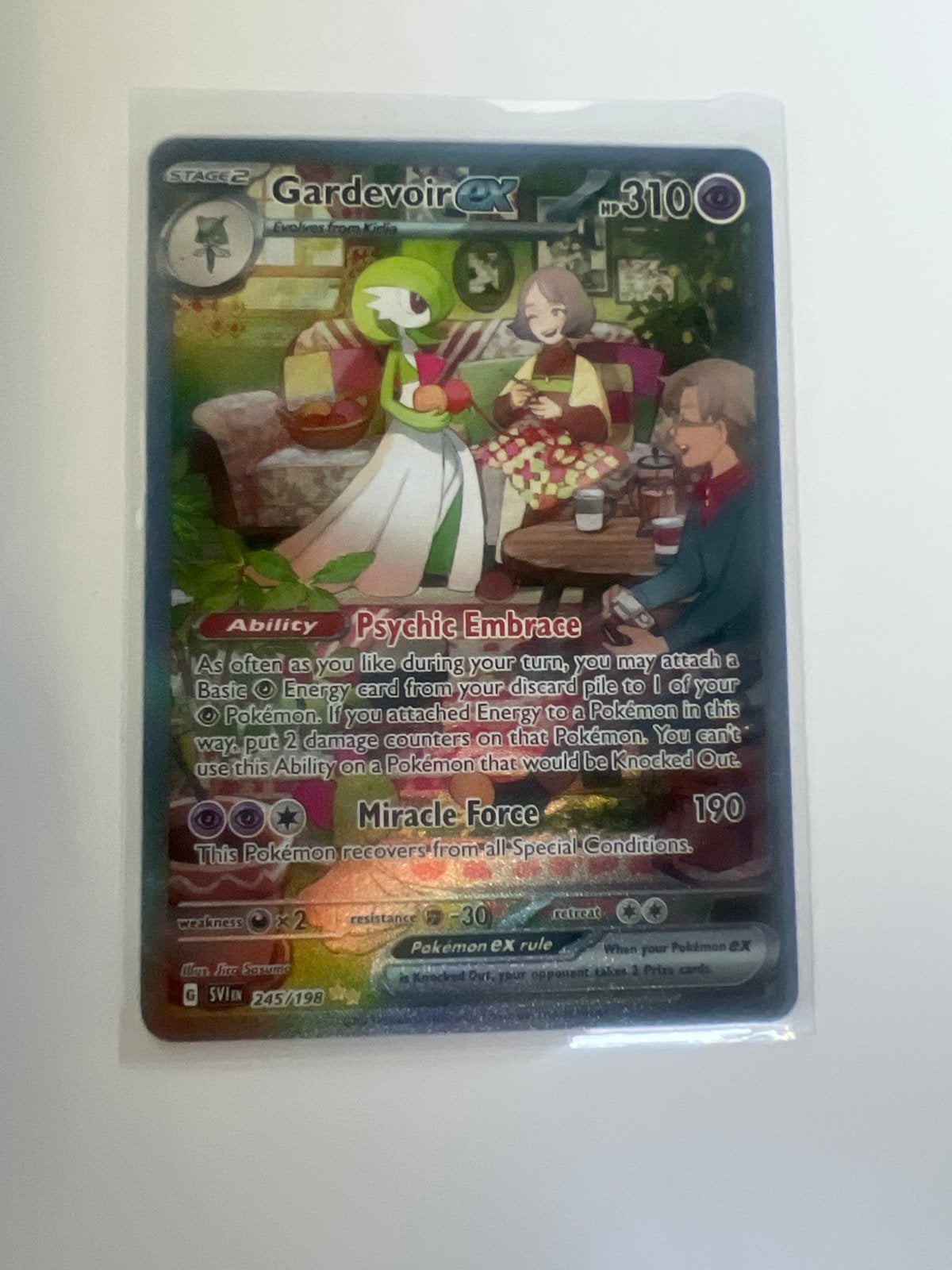 Gardevoir ex 245/198 SV:IEN Full Art Pokémon Kaart, Ophalen of Verzenden, Zo goed als nieuw, Losse kaart, Foil