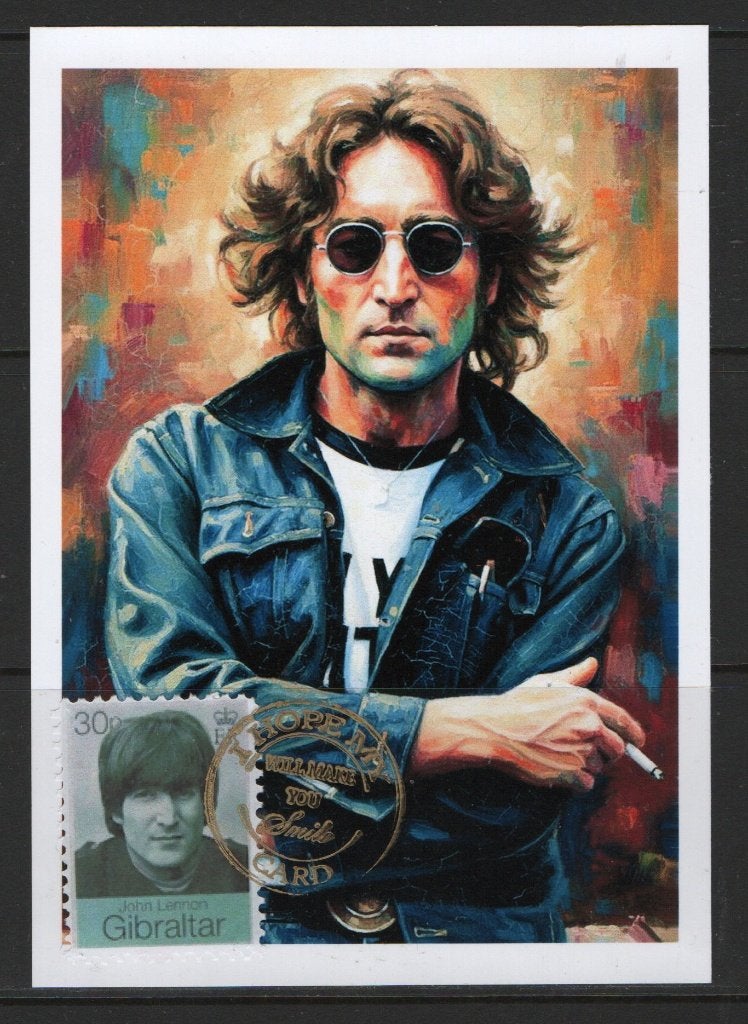 V20) postkaart JOHN LENNON THE BEATLES, Verzenden, Gestempeld, Noord-Amerika