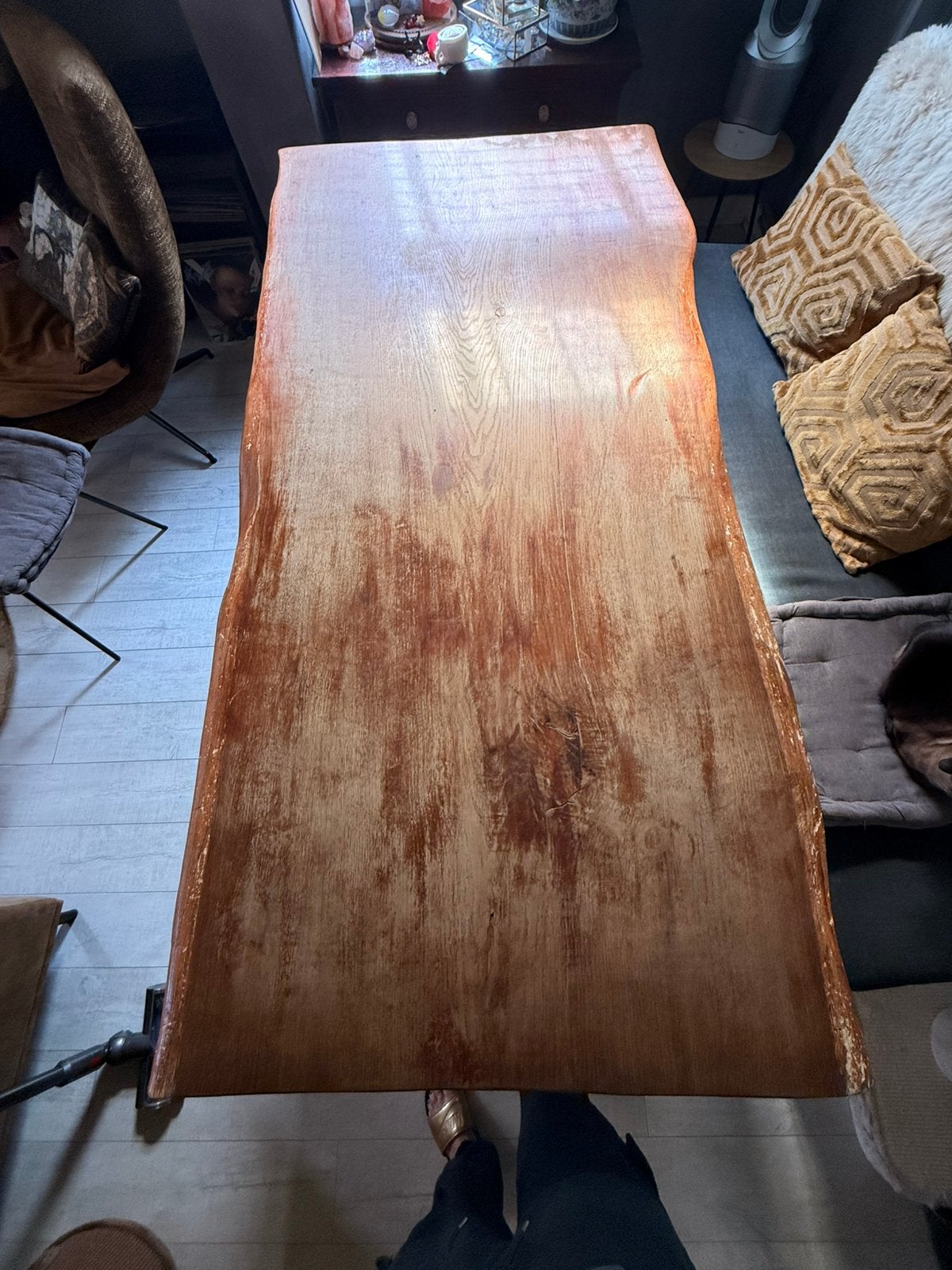 Boomstamtafel, Ophalen, Gebruikt, Boomstamtafel uit één stuk eiken, 100 tot 150 cm