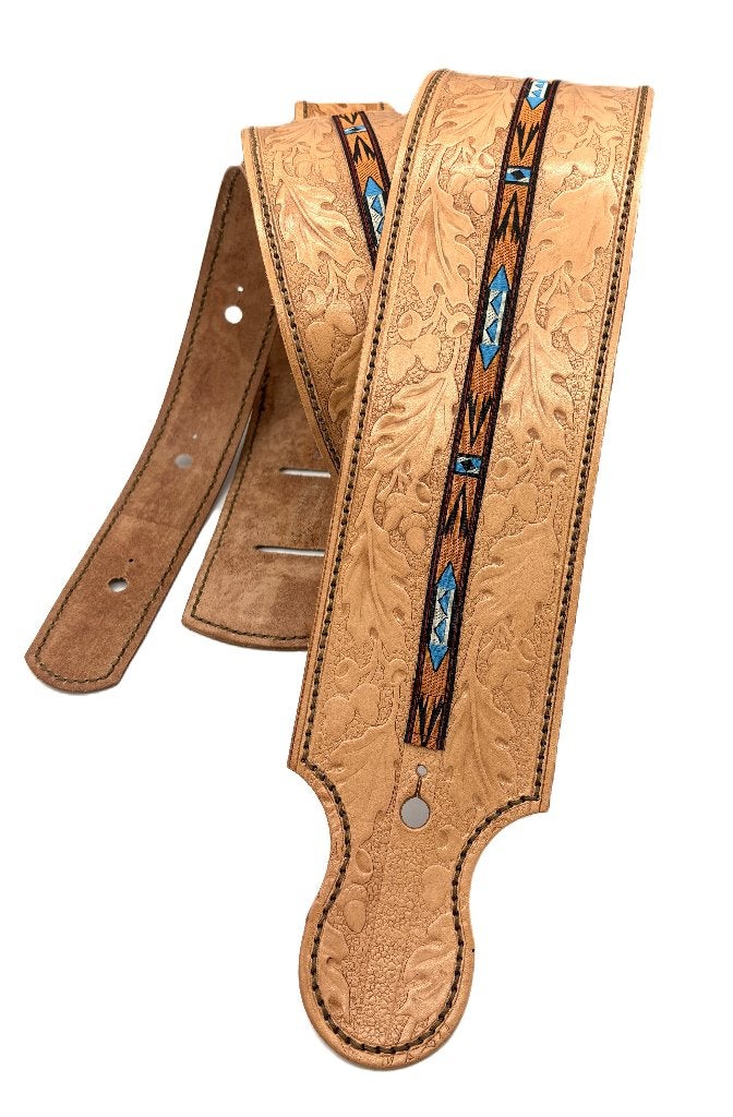 Gitaarband leer GBLeer021 107/163cm Indiaan Navajo western, Verzenden, Nieuw, Akoestische gitaar