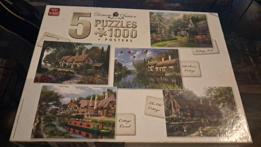 King Dominic Davison 5x1000 stukjes puzzel - Cottages, Ophalen, Meer dan 1500 stukjes, Zo goed als nieuw, Legpuzzel