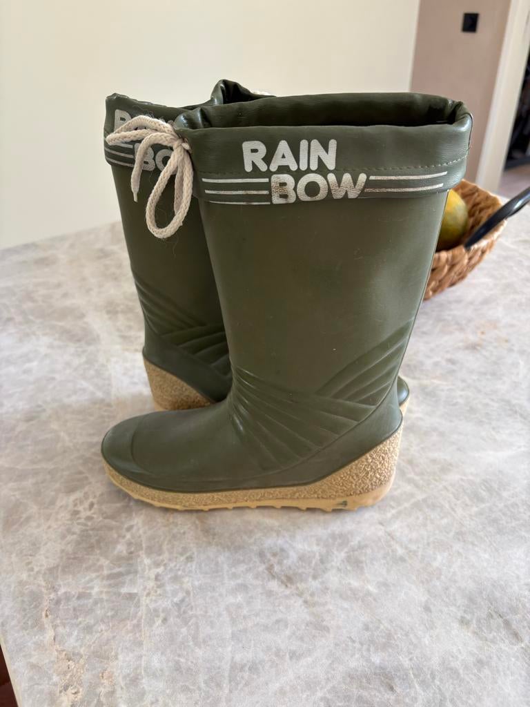 Vintage 'RAINBOW' regenlaarzen - Maat 36 - Gevoerd, Kleding | Dames, Schoenen, Ophalen of Verzenden, Regenlaarzen, Gedragen, Groen