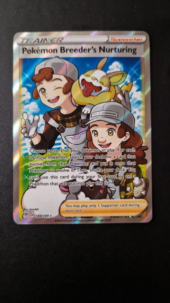 Pokémon Breeder's Nurturing 188/189 Darkness Ablaze Pokemon, Ophalen of Verzenden, Zo goed als nieuw, Losse kaart