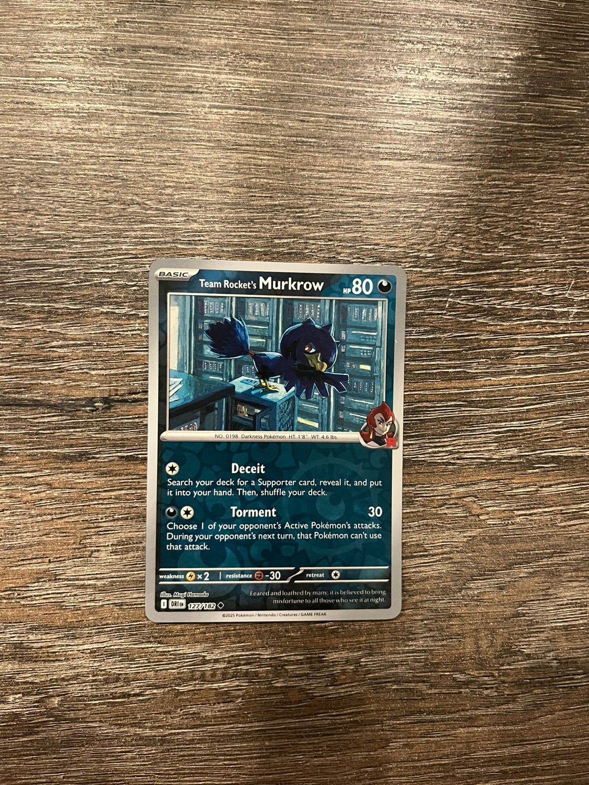 Team Rocket’s Murkrow DRI 127/182 reverse holo, Ophalen of Verzenden, Zo goed als nieuw