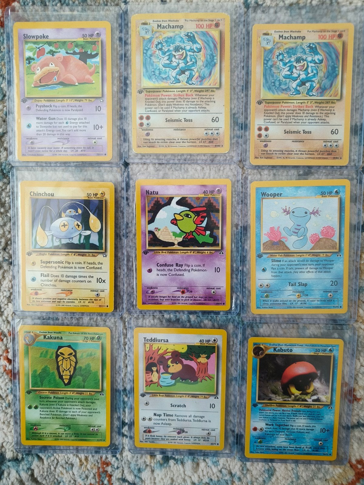 9 Vintage Pokémon kaarten - 1st edition - WOTC, Ophalen of Verzenden, Zo goed als nieuw, Meerdere kaarten