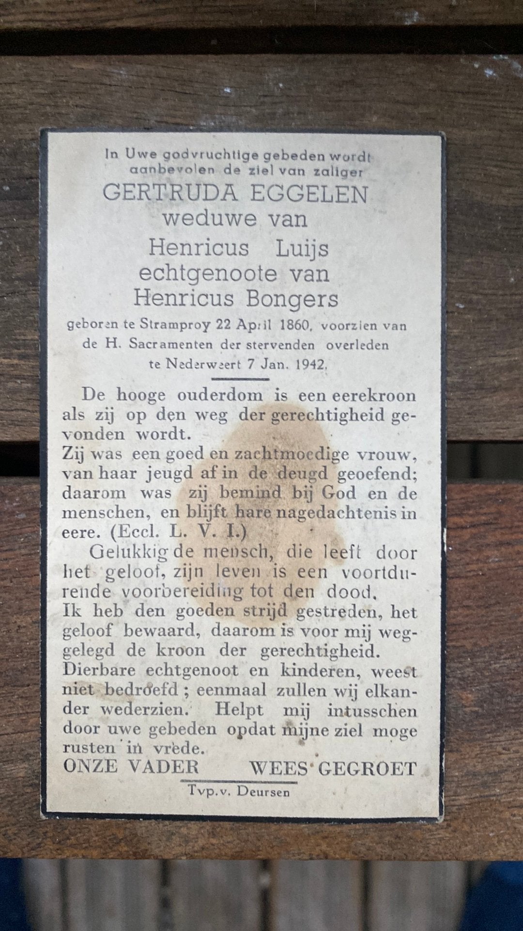 G Eggelen x Luijs xx Bongers 1860 Stramproy 1942 Nederweert, Ophalen of Verzenden