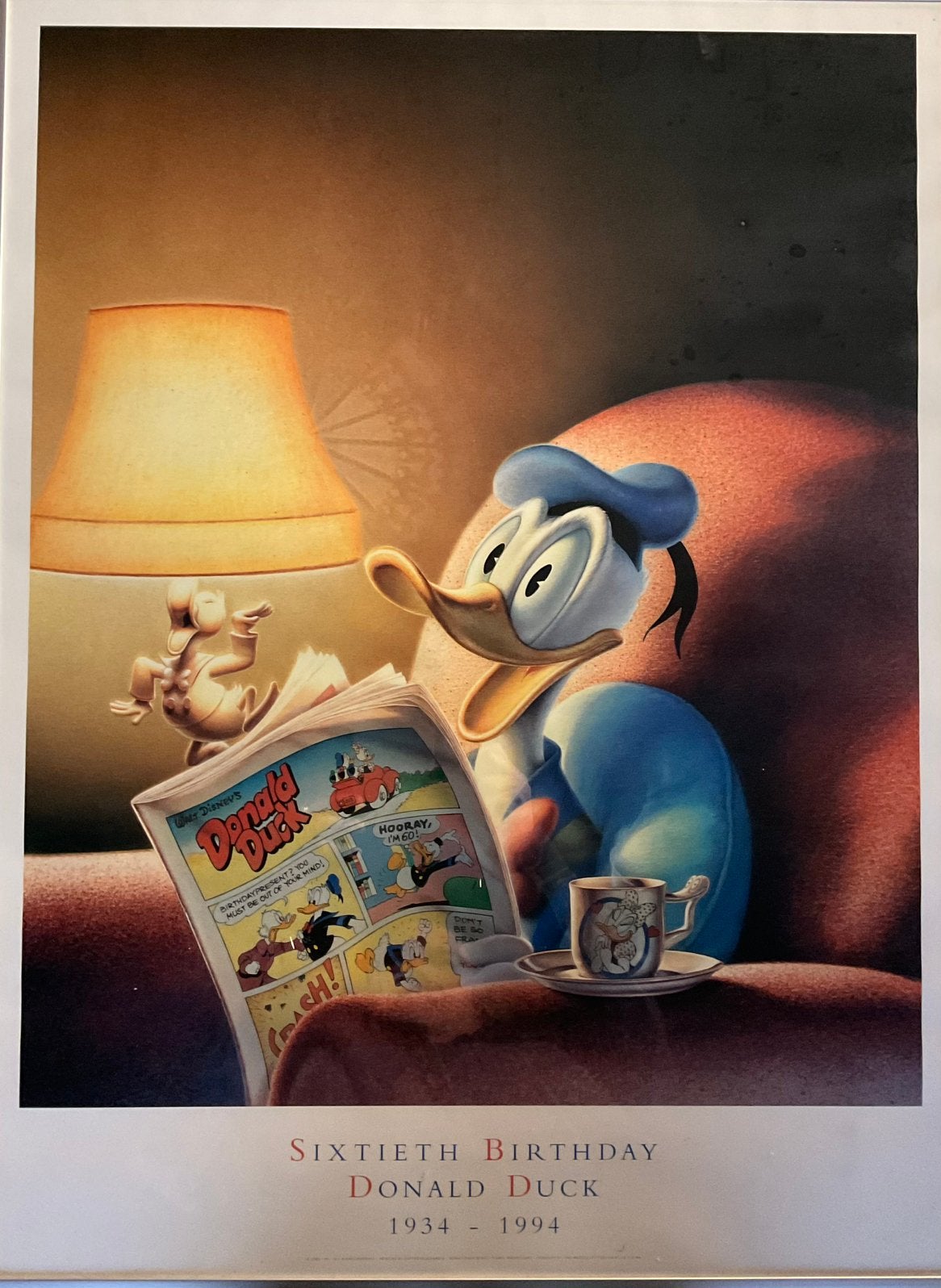 Donald Duck Disney Jubileum Kunstdruk, Antiek en Kunst, Kunst | Litho's en Zeefdrukken, Ophalen of Verzenden